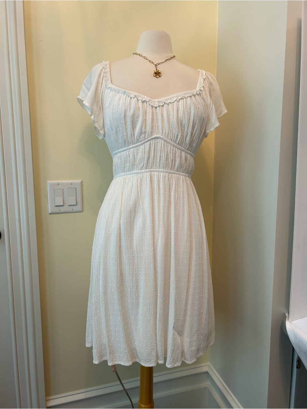 Maurice’s Flutter Sleeve Gathered Bodice White Summer Dress